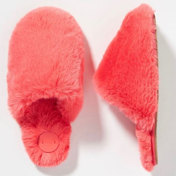 Anthropologie Faux Fur Closed Toe Slippers for Winter Orange Size S/M or 6/6.5 - Picture 1 of 7